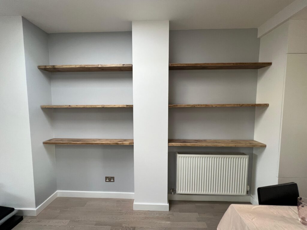 Shelving either side of a chimney breast