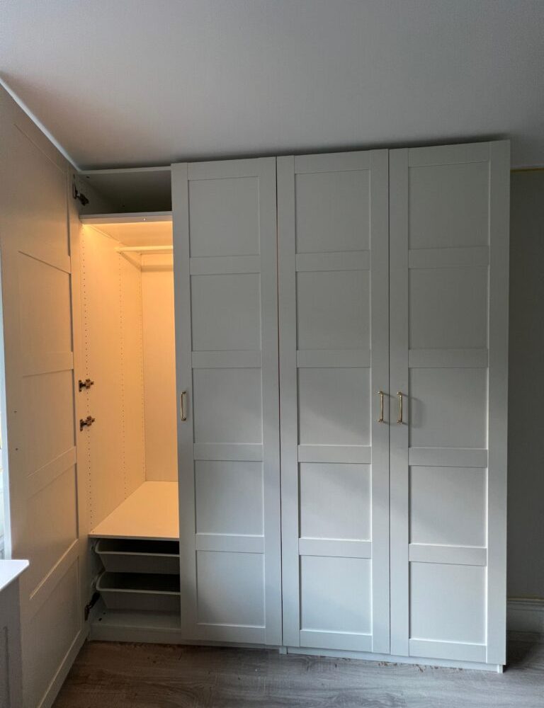White fitted wardrobes