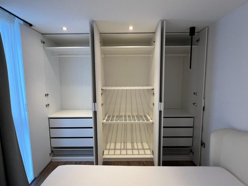 Wardrobe with internal shelving